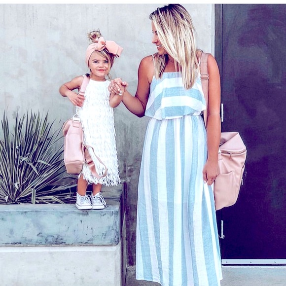 STRIPED RUFFLE MAXI DRESS - Picture 2 of 5